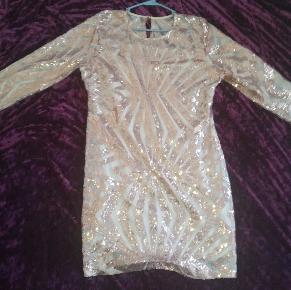 Rose Gold Sequin Party Dress